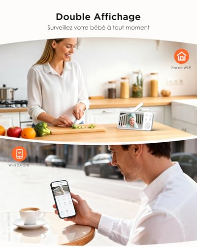 2K/5″ Babyphone Camera Bébé, Baby Phone Vidéo Connecté Smartphone, 360° PTZ, Veilleuses Colorées, Zone Personnalisée/Alertes Intelligentes/Suivi Automatique, Zoom 4X 2 2K/5″ Babyphone Camera Bébé, Baby Phone Vidéo Connecté Smartphone, 360° PTZ, Veilleuses Colorées, Zone Personnalisée/Alertes Intelligentes/Suivi Automatique, Zoom 4X pas cher