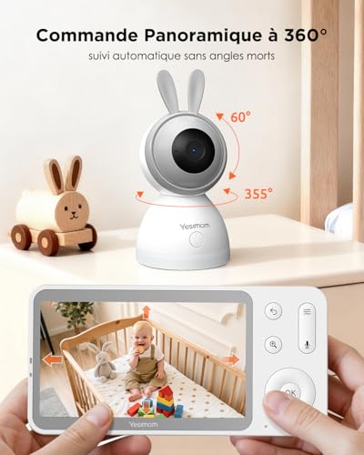 2K/5″ Babyphone Camera Bébé, Baby Phone Vidéo Connecté Smartphone, 360° PTZ, Veilleuses Colorées, Zone Personnalisée/Alertes Intelligentes/Suivi Automatique, Zoom 4X 5 2K/5″ Babyphone Camera Bébé, Baby Phone Vidéo Connecté Smartphone, 360° PTZ, Veilleuses Colorées, Zone Personnalisée/Alertes Intelligentes/Suivi Automatique, Zoom 4X pas cher