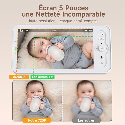 ARENTI Babyphone Camera Bébé, Baby Phone Vidéo Connecté Smartphone, Baby Moniteur Vidéo avec VOX, Détection de Température, Alertes Intelligentes/Vision Nocturne/Suivi Automatique 2 ARENTI Babyphone Camera Bébé, Baby Phone Vidéo Connecté Smartphone, Baby Moniteur Vidéo avec VOX, Détection de Température, Alertes Intelligentes/Vision Nocturne/Suivi Automatique pas cher