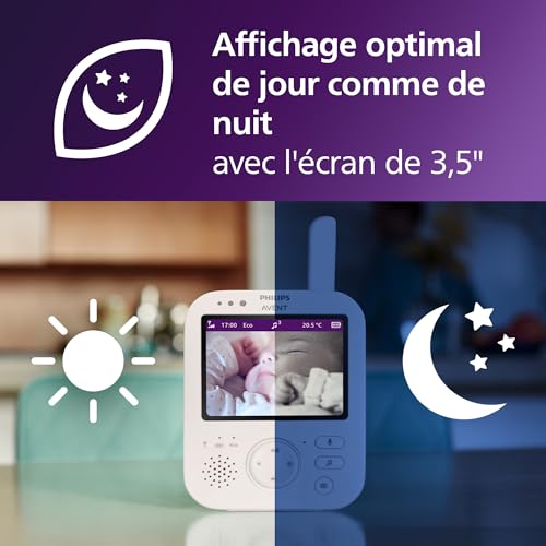 AVENT Philips Babyphone vidéo Premium, Certifié DEKRA, privé et sécurisé avec caméra et Audio, écran de 3,5″, Zoom x4, Vision Nocturne, berceuses, température ambiante, 12h en Mode Eco, SCD891/26 4 AVENT Philips Babyphone vidéo Premium, Certifié DEKRA, privé et sécurisé avec caméra et Audio, écran de 3,5″, Zoom x4, Vision Nocturne, berceuses, température ambiante, 12h en Mode Eco, SCD891/26 pas cher