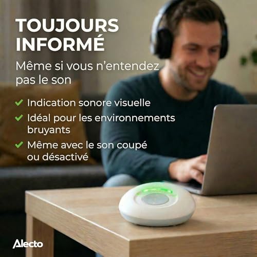 Alecto DBX110 Audio Babyphone – Interphone bébé numérique avec DECT – 300 m – design compact – échelle de volume LED – fonction VOX – faible rayonnement – blanc 5 Alecto DBX110 Audio Babyphone – Interphone bébé numérique avec DECT – 300 m – design compact – échelle de volume LED – fonction VOX – faible rayonnement – blanc pas cher