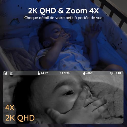 BOIFUN Babyphone Camera Bébé 2K, Baby Phone avec Caméra WiFi et Moniteur 5″, Vision Nocturne Invisible, Veilleuse Bébé Colorée Réglable, Alerte Mouvements/Pleurs, Température, Zoom 4X, Rappel Biberon 4 BOIFUN Babyphone Camera Bébé 2K, Baby Phone avec Caméra WiFi et Moniteur 5″, Vision Nocturne Invisible, Veilleuse Bébé Colorée Réglable, Alerte Mouvements/Pleurs, Température, Zoom 4X, Rappel Biberon pas cher