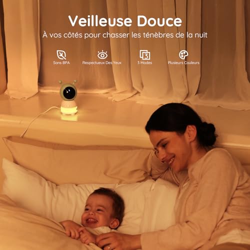 BOIFUN Babyphone Camera Bébé 2K, Baby Phone avec Caméra WiFi et Moniteur 5″, Vision Nocturne Invisible, Veilleuse Bébé Colorée Réglable, Alerte Mouvements/Pleurs, Température, Zoom 4X, Rappel Biberon 5 BOIFUN Babyphone Camera Bébé 2K, Baby Phone avec Caméra WiFi et Moniteur 5″, Vision Nocturne Invisible, Veilleuse Bébé Colorée Réglable, Alerte Mouvements/Pleurs, Température, Zoom 4X, Rappel Biberon pas cher