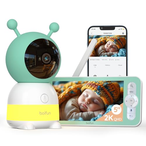 BOIFUN Babyphone Camera Bébé 2K, Baby Phone avec Caméra WiFi et Moniteur 5″, Vision Nocturne Invisible, Veilleuse Bébé Colorée Réglable, Alerte Mouvements/Pleurs, Température, Zoom 4X, Rappel Biberon BOIFUN Babyphone Camera Bébé 2K, Baby Phone avec Caméra WiFi et Moniteur 5″, Vision Nocturne Invisible, Veilleuse Bébé Colorée Réglable, Alerte Mouvements/Pleurs, Température, Zoom 4X, Rappel Biberon pas cher