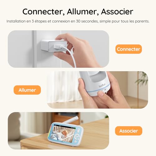 BOIFUN Babyphone Camera sans WiFi ni Ondes 5″ 720P IPS (Modèle Amélioré), Vision Nocturne Infrarouge Invisible, Camera Bebe 360°, Batterie Longue Durée 24h, Portée Longue Distance, Audio Clair 4 BOIFUN Babyphone Camera sans WiFi ni Ondes 5″ 720P IPS (Modèle Amélioré), Vision Nocturne Infrarouge Invisible, Camera Bebe 360°, Batterie Longue Durée 24h, Portée Longue Distance, Audio Clair pas cher
