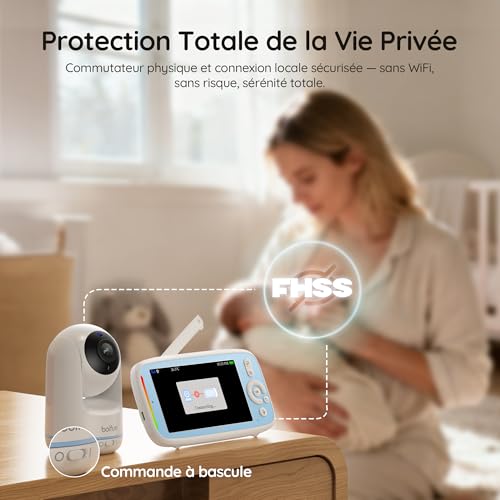 BOIFUN Babyphone Camera sans WiFi ni Ondes 5″ 720P IPS (Modèle Amélioré), Vision Nocturne Infrarouge Invisible, Camera Bebe 360°, Batterie Longue Durée 24h, Portée Longue Distance, Audio Clair 5 BOIFUN Babyphone Camera sans WiFi ni Ondes 5″ 720P IPS (Modèle Amélioré), Vision Nocturne Infrarouge Invisible, Camera Bebe 360°, Batterie Longue Durée 24h, Portée Longue Distance, Audio Clair pas cher