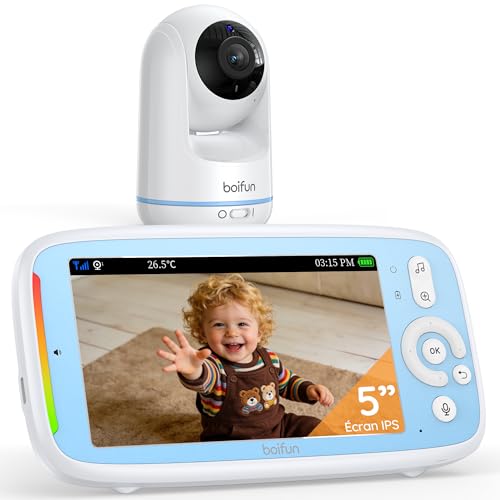 BOIFUN Babyphone Camera sans WiFi ni Ondes 5″ 720P IPS (Modèle Amélioré), Vision Nocturne Infrarouge Invisible, Camera Bebe 360°, Batterie Longue Durée 24h, Portée Longue Distance, Audio Clair BOIFUN Babyphone Camera sans WiFi ni Ondes 5″ 720P IPS (Modèle Amélioré), Vision Nocturne Infrarouge Invisible, Camera Bebe 360°, Batterie Longue Durée 24h, Portée Longue Distance, Audio Clair pas cher