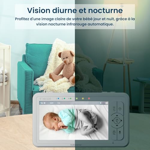 Babysense Moniteur HD Vidéo pour Bébé – Babyphone avec Écran Divisé 5“ et 2 Caméras 720p, Conversation Audio Bidirectionnel, Longue Portée, Veilleuse Réglable, Vision Nocturne, Berceuses 3 Babysense Moniteur HD Vidéo pour Bébé – Babyphone avec Écran Divisé 5“ et 2 Caméras 720p, Conversation Audio Bidirectionnel, Longue Portée, Veilleuse Réglable, Vision Nocturne, Berceuses pas cher