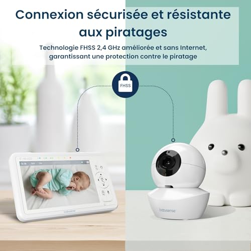 Babysense Moniteur HD Vidéo pour Bébé – Babyphone avec Écran Divisé 5“ et 2 Caméras 720p, Conversation Audio Bidirectionnel, Longue Portée, Veilleuse Réglable, Vision Nocturne, Berceuses 4 Babysense Moniteur HD Vidéo pour Bébé – Babyphone avec Écran Divisé 5“ et 2 Caméras 720p, Conversation Audio Bidirectionnel, Longue Portée, Veilleuse Réglable, Vision Nocturne, Berceuses pas cher
