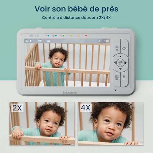 Babysense Moniteur HD Vidéo pour Bébé – Babyphone avec Écran Divisé 5“ et 2 Caméras 720p, Conversation Audio Bidirectionnel, Longue Portée, Veilleuse Réglable, Vision Nocturne, Berceuses 5 Babysense Moniteur HD Vidéo pour Bébé – Babyphone avec Écran Divisé 5“ et 2 Caméras 720p, Conversation Audio Bidirectionnel, Longue Portée, Veilleuse Réglable, Vision Nocturne, Berceuses pas cher