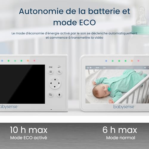 Babysense Moniteur Vidéo pour Bébé, Babyphone avec Écran Divisé 4,3“ et 2 Caméras, Veilleuse Réglable, Conversation Audio Bidirectionnel, Fonction PTZ, Longue Portée, Vision Nocturne, Berceuses 4 Babysense Moniteur Vidéo pour Bébé, Babyphone avec Écran Divisé 4,3“ et 2 Caméras, Veilleuse Réglable, Conversation Audio Bidirectionnel, Fonction PTZ, Longue Portée, Vision Nocturne, Berceuses pas cher