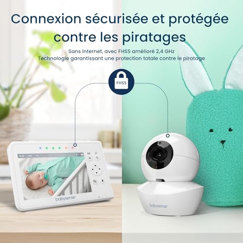 Babysense Moniteur Vidéo pour Bébé, Babyphone avec Écran Divisé 4,3“ et 2 Caméras, Veilleuse Réglable, Conversation Audio Bidirectionnel, Fonction PTZ, Longue Portée, Vision Nocturne, Berceuses 5 Babysense Moniteur Vidéo pour Bébé, Babyphone avec Écran Divisé 4,3“ et 2 Caméras, Veilleuse Réglable, Conversation Audio Bidirectionnel, Fonction PTZ, Longue Portée, Vision Nocturne, Berceuses pas cher