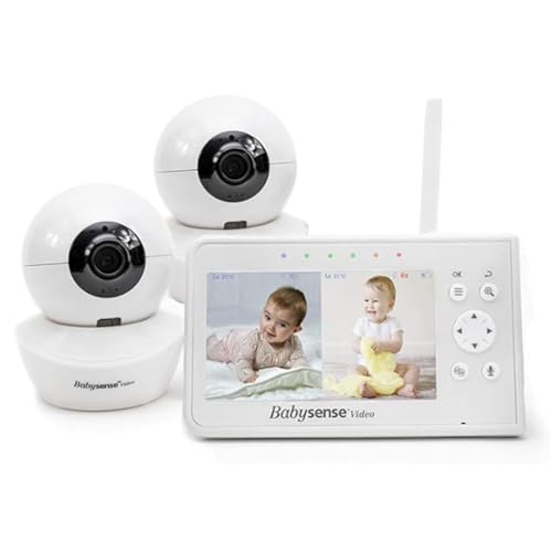 Babysense Moniteur Vidéo pour Bébé, Babyphone avec Écran Divisé 4,3“ et 2 Caméras, Veilleuse Réglable, Conversation Audio Bidirectionnel, Fonction PTZ, Longue Portée, Vision Nocturne, Berceuses Babysense Moniteur Vidéo pour Bébé, Babyphone avec Écran Divisé 4,3“ et 2 Caméras, Veilleuse Réglable, Conversation Audio Bidirectionnel, Fonction PTZ, Longue Portée, Vision Nocturne, Berceuses pas cher