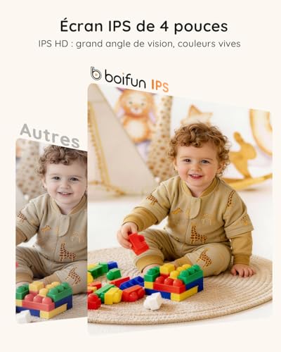 Boifun Babyphone Camera Bebe Surveillance sans WiFi, Vision Nocturne Infrarouge Invisible,4 Pouces, HD 720P, Interphone Bidirectionnel, Berceuses, Détecteur Température/Son, Zoom 3x, Rappel de Biberon 4 Boifun Babyphone Camera Bebe Surveillance sans WiFi, Vision Nocturne Infrarouge Invisible,4 Pouces, HD 720P, Interphone Bidirectionnel, Berceuses, Détecteur Température/Son, Zoom 3x, Rappel de Biberon pas cher