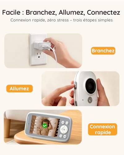 Boifun Babyphone Camera Bebe Surveillance sans WiFi, Vision Nocturne Infrarouge Invisible,4 Pouces, HD 720P, Interphone Bidirectionnel, Berceuses, Détecteur Température/Son, Zoom 3x, Rappel de Biberon 5 Boifun Babyphone Camera Bebe Surveillance sans WiFi, Vision Nocturne Infrarouge Invisible,4 Pouces, HD 720P, Interphone Bidirectionnel, Berceuses, Détecteur Température/Son, Zoom 3x, Rappel de Biberon pas cher