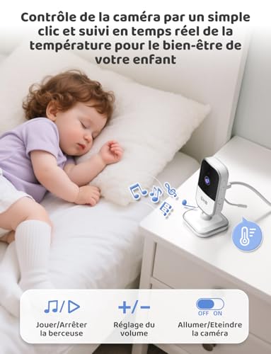 GHB Babyphone Camera 5″ Camera Bebe Surveillance 720P HD 5000mAh Écran IPS VOX Capteur de Température Zoom 4X 8 Berceuses Bidirectionnel Volume Réglable sans WiFi 4 GHB Babyphone Camera 5″ Camera Bebe Surveillance 720P HD 5000mAh Écran IPS VOX Capteur de Température Zoom 4X 8 Berceuses Bidirectionnel Volume Réglable sans WiFi pas cher