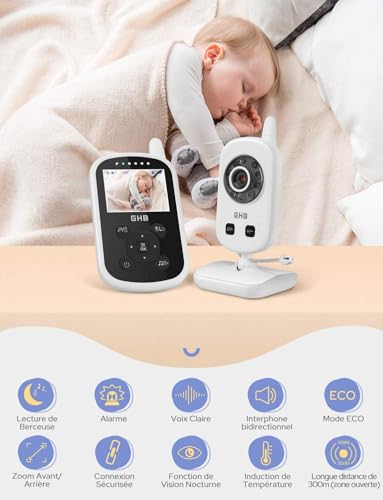 GHB Babyphone Caméra Bébé Moniteur 2,4 inches LCD Babyphone Vidéo Bébé Surveillance 2,4 GHz Capteur de Température Communication Bidirectionnelle Vision Nocturne 4 GHB Babyphone Caméra Bébé Moniteur 2,4 inches LCD Babyphone Vidéo Bébé Surveillance 2,4 GHz Capteur de Température Communication Bidirectionnelle Vision Nocturne pas cher