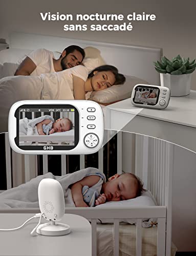 GHB Babyphone Camera Écran LCD 3,5 inches Camera Surveillance Bebe 4X Zoom 8 Berceuses sans WiFi 2,4 GHz Surveillance de Température Vision Nocturne 3 GHB Babyphone Camera Écran LCD 3,5 inches Camera Surveillance Bebe 4X Zoom 8 Berceuses sans WiFi 2,4 GHz Surveillance de Température Vision Nocturne pas cher