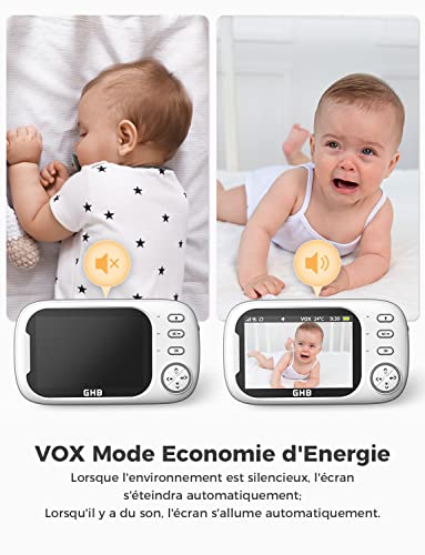 GHB Babyphone Camera Écran LCD 3,5 inches Camera Surveillance Bebe 4X Zoom 8 Berceuses sans WiFi 2,4 GHz Surveillance de Température Vision Nocturne 4 GHB Babyphone Camera Écran LCD 3,5 inches Camera Surveillance Bebe 4X Zoom 8 Berceuses sans WiFi 2,4 GHz Surveillance de Température Vision Nocturne pas cher