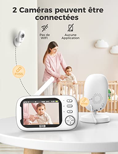 GHB Babyphone Camera Écran LCD 3,5 inches Camera Surveillance Bebe 4X Zoom 8 Berceuses sans WiFi 2,4 GHz Surveillance de Température Vision Nocturne 5 GHB Babyphone Camera Écran LCD 3,5 inches Camera Surveillance Bebe 4X Zoom 8 Berceuses sans WiFi 2,4 GHz Surveillance de Température Vision Nocturne pas cher