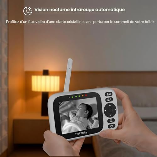 HelloBaby Babyphone Camera, 3,2’’ Écran IPS, Caméra de surveillance bébé, Babyphone sans WiFi, Audio bidirectionnel, Vision nocturne, ECO, Surveillance de température, 8 Berceuses, 305 mètres (HB6339) 3 HelloBaby Babyphone Camera, 3,2’’ Écran IPS, Caméra de surveillance bébé, Babyphone sans WiFi, Audio bidirectionnel, Vision nocturne, ECO, Surveillance de température, 8 Berceuses, 305 mètres (HB6339) pas cher