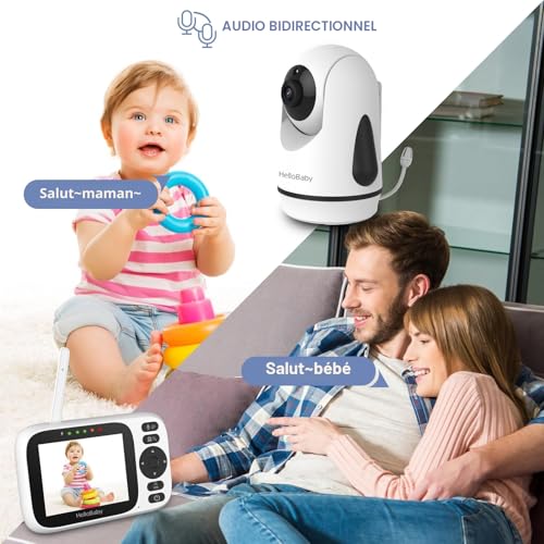 HelloBaby Babyphone Camera, 3,2’’ Écran IPS, Caméra de surveillance bébé, Babyphone sans WiFi, Audio bidirectionnel, Vision nocturne, ECO, Surveillance de température, 8 Berceuses, 305 mètres (HB6339) 4 HelloBaby Babyphone Camera, 3,2’’ Écran IPS, Caméra de surveillance bébé, Babyphone sans WiFi, Audio bidirectionnel, Vision nocturne, ECO, Surveillance de température, 8 Berceuses, 305 mètres (HB6339) pas cher