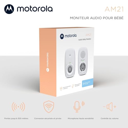 Motorola Nursery AM21 Audio Baby Monitor – Moniteur numérique avec Technologie DECT pour la Surveillance Audio – Longue portée – Microphone Haute sensibilité – Blanc 2 Motorola Nursery AM21 Audio Baby Monitor – Moniteur numérique avec Technologie DECT pour la Surveillance Audio – Longue portée – Microphone Haute sensibilité – Blanc pas cher