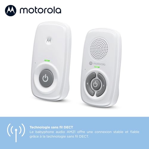 Motorola Nursery AM21 Audio Baby Monitor – Moniteur numérique avec Technologie DECT pour la Surveillance Audio – Longue portée – Microphone Haute sensibilité – Blanc 5 Motorola Nursery AM21 Audio Baby Monitor – Moniteur numérique avec Technologie DECT pour la Surveillance Audio – Longue portée – Microphone Haute sensibilité – Blanc pas cher