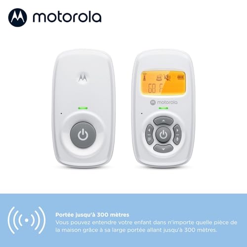 Motorola Nursery AM24 Babyphone Audio – Affichage rétro éclairé – Température Ambiante – 300 Mètres de Portée – Microphone à Haute Sensibilité – Blanc 3 Motorola Nursery AM24 Babyphone Audio – Affichage rétro éclairé – Température Ambiante – 300 Mètres de Portée – Microphone à Haute Sensibilité – Blanc pas cher