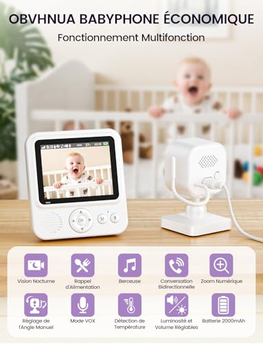 OBVHNUA Babyphone Caméra Bébé avec Écran IPS 2,8 Pouces Babyphone Vidéo sans WiFi ni App Batterie 2000mAh VOX Vision Nocturne Audio Bidirectionnel Surveillance de la Température Zoom 2X/4X 2 OBVHNUA Babyphone Caméra Bébé avec Écran IPS 2,8 Pouces Babyphone Vidéo sans WiFi ni App Batterie 2000mAh VOX Vision Nocturne Audio Bidirectionnel Surveillance de la Température Zoom 2X/4X pas cher