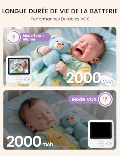 OBVHNUA Babyphone Caméra Bébé avec Écran IPS 2,8 Pouces Babyphone Vidéo sans WiFi ni App Batterie 2000mAh VOX Vision Nocturne Audio Bidirectionnel Surveillance de la Température Zoom 2X/4X 3 OBVHNUA Babyphone Caméra Bébé avec Écran IPS 2,8 Pouces Babyphone Vidéo sans WiFi ni App Batterie 2000mAh VOX Vision Nocturne Audio Bidirectionnel Surveillance de la Température Zoom 2X/4X pas cher