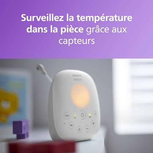 Philips Avent DECT – Écoute-bébé Audio avec veilleuse et berceuses, Conversation bidirectionnelle, portée de 330m, autonomie de 18h, Connexion sécurisée, capteur de température, Son Clair, SCD713/26 4 Philips Avent DECT – Écoute-bébé Audio avec veilleuse et berceuses, Conversation bidirectionnelle, portée de 330m, autonomie de 18h, Connexion sécurisée, capteur de température, Son Clair, SCD713/26 pas cher