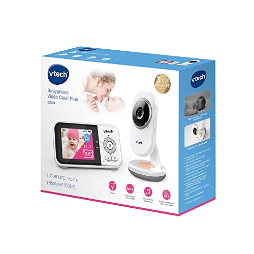 VTech BM3254 Moniteur pour bébé avec caméra, longue portée, écran LCD de 2,8″, veilleuse couleur, son et berceuses, conversation bidirectionnelle – Version FR Blanc 4 VTech BM3254 Moniteur pour bébé avec caméra, longue portée, écran LCD de 2,8″, veilleuse couleur, son et berceuses, conversation bidirectionnelle – Version FR Blanc pas cher