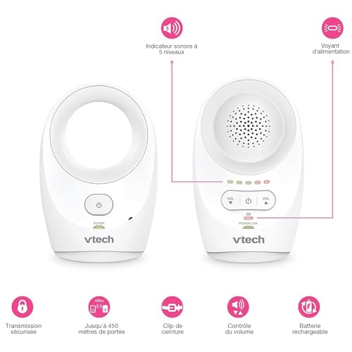 VTech DM1111 Babyphone Audio Numérique – Technologie DECT, Affichage du Niveau de Bruit, Clip Ceinture et Bien Plus – Unité Parentale et Unité Bébé 2 VTech DM1111 Babyphone Audio Numérique – Technologie DECT, Affichage du Niveau de Bruit, Clip Ceinture et Bien Plus – Unité Parentale et Unité Bébé pas cher