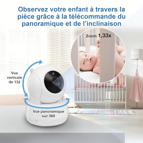 VTech VM924 Baby Monitor with Camera, Pan&Tilt,Video Baby Monitor with 5″ LCD Screen,Up to 17 Hrs Battery Life,1.33x Zoom,Night Vision,300m Long Range,Soothing Sounds,2-Way Talk,Secured Transmission 5 VTech VM924 Baby Monitor with Camera, Pan&Tilt,Video Baby Monitor with 5″ LCD Screen,Up to 17 Hrs Battery Life,1.33x Zoom,Night Vision,300m Long Range,Soothing Sounds,2-Way Talk,Secured Transmission pas cher